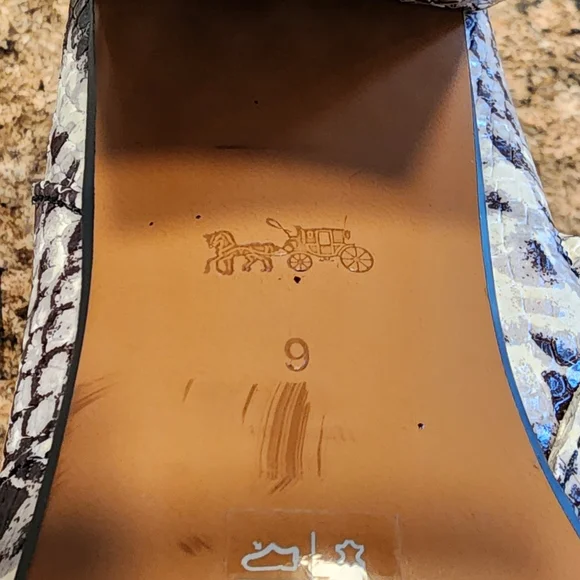 COACH "Elisa" Snakeskin-Printed Leather Heeled Boots - Black/Tan/White - Size 9 - Picture 12 of 13